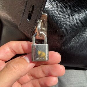 Prada Black Leather Bag with Silver Lock